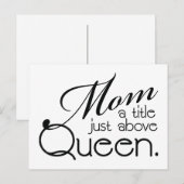 Postale Maman, titre juste au-dessus de Queen - Carte post (Devant / Derrière)