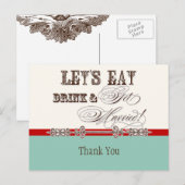 Postale Mangez, Buvez n Se Marier, Merci Note Carte Postal (Devant / Derrière)