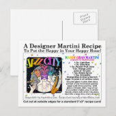 Postale Mardi Gras - Mardi gras Martini Recette Carte (Devant / Derrière)