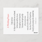 Postale Mariage à la carte de prière Cana (Dos)