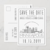 Postale Mariage à Minneapolis | Skyline stylisé, carte de (Devant / Derrière)