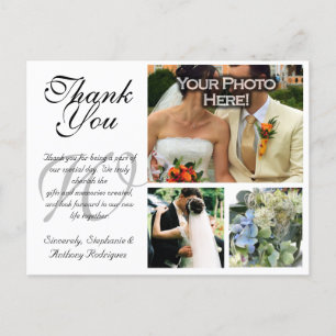 Postale Mariage Carte de remerciements 3 photos Photo pers