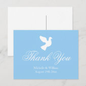 Postale Mariage de colombe bleu clair et blanc merci carte (Devant / Derrière)