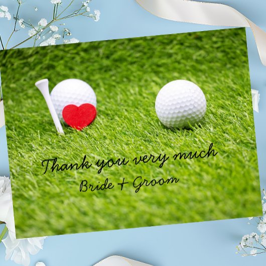 Postale Mariage de golf Carte de remerciements avec amour 