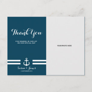 Postale Mariage de marine nautique Carte de remerciements 