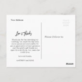 Postale mariage de script blanc merci carte photo (Dos)