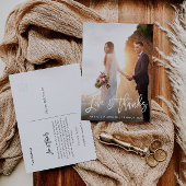 Postale mariage de script blanc merci carte photo