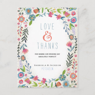 Postale Mariage Floral Fun   Carte de remerciement
