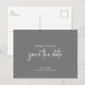Postale Mariage gris simple Enregistrer la date Carte post (Devant / Derrière)