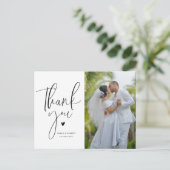 Postale mariage moderne unique merci carte photo (Debout devant)