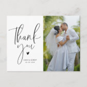 Postale mariage moderne unique merci carte photo (Devant)