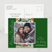 Postale Mariage Noël Rétro Enregistrer la date Carte posta (Devant / Derrière)