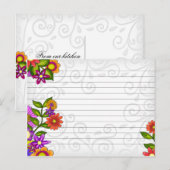 Postale Mariage Recette Carte Fleurs Lumineuses (Devant / Derrière)