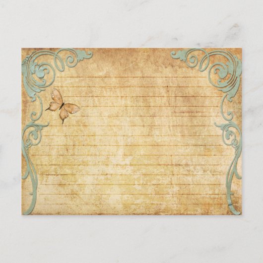 Postale Mariage Recette Carte Papillon Vintage (Devant)