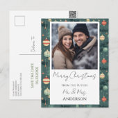 Postale Mariage Retro Noël Enregistrer la date Carte posta (Devant / Derrière)