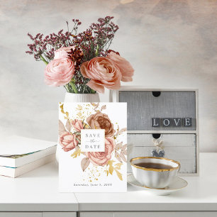 Postale mariage rose champagne enregistrer la date carte p