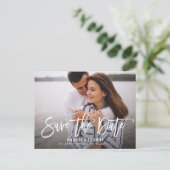 Postale mariage rustique simple enregistrer la date carte  (Debout devant)