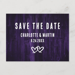 Postale Mariage Rustique Violet Enregistrer La Date Carte