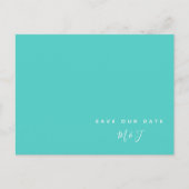 Postale Mariage simple Turquoise Enregistrer la date Carte (Devant)