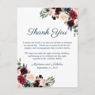 Postale Marine Marsala Floral Lieu Cadre Carte de remercie