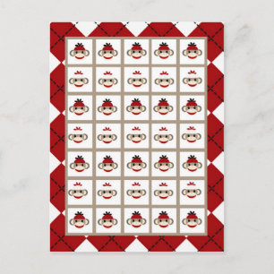 Postale Marqueurs de carte de Bingo Singe Chaussette Rouge