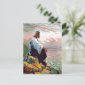 Postale Matthieu 14:22-23 Jésus prie par Lui-même carte po (Debout devant)