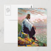 Postale Matthieu 14:22-23 Jésus prie par Lui-même carte po (Devant / Derrière)