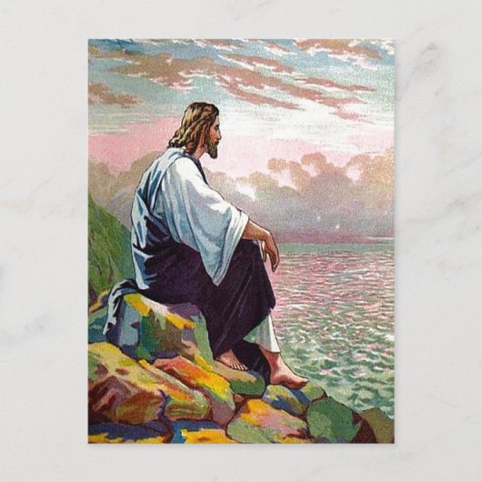 Postale Matthieu 14:22-23 Jésus prie par Lui-même carte po (Devant)
