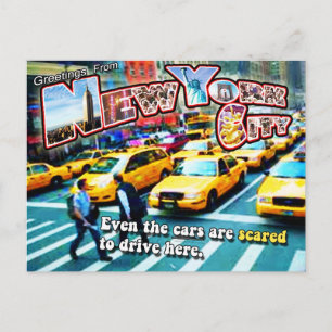 Postale Même les voitures ont peur de conduire ici - Carte