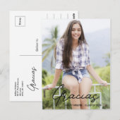 Postale Merci | Carte de remerciement de remise de diplôme (Devant / Derrière)