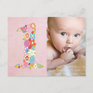 Postale Merci de 1er anniversaire de la petite fille Carte