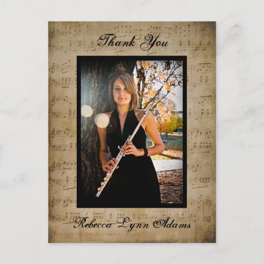 Postale Merci de graduation en musique de feuille - Carte (Devant)