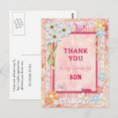 Postale Merci Fils, fleurs et papillons carte artisanale (Devant / Derrière)