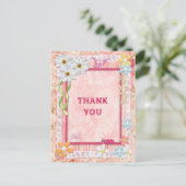 Postale Merci, fleurs et papillons carte artisanale (Debout devant)