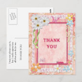 Postale Merci, fleurs et papillons carte artisanale (Devant / Derrière)