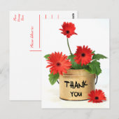 Postale Merci Floral Rouge Gerbera Fleur marguerite Carte (Devant / Derrière)