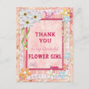 Postale Merci Flower Girl, fleurs carte artisanale
