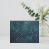Postale Mercure bleu constellations étoile carte zodiac (Debout devant)