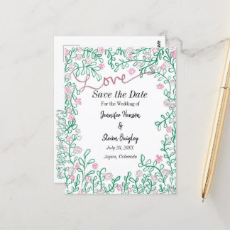 Postale Mi-Été Mariage Enregistrer La Date Floral Carte Po