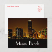 Postale Miami Beach Florida Carte de la nuit Skyline (Devant / Derrière)