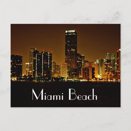 Postale Miami Beach Florida Carte de la nuit Skyline (Devant)