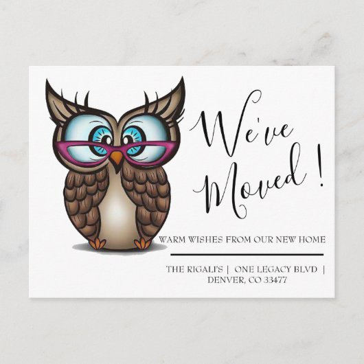 Postale mignonne chouette maison déménagement Carte postal (Devant)