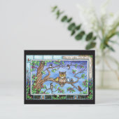 Postale Mini Art Owl Bird Tree Scripture Citation Carte po (Debout devant)