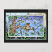 Postale Mini Art Owl Bird Tree Scripture Citation Carte po (Devant)