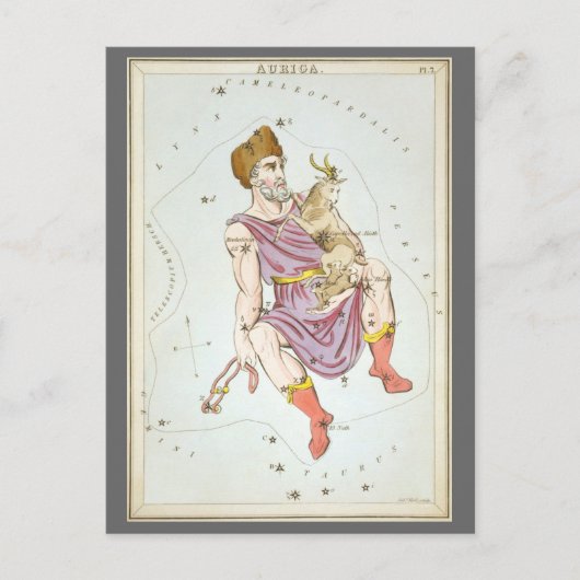 Postale Miroir d'Urania, Carte céleste d'astronomie vintag (Devant)