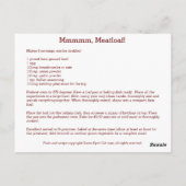Postale Mmmmm, Pain de viande ! Carte de recette (Dos)