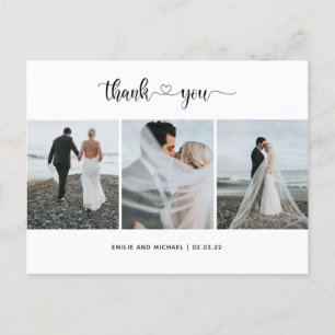 Postale Moderne 3 photo collage mariage carte de remerciem