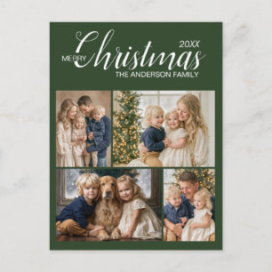 Postale Moderne Carte de Noël pour Famille Verte Multi Pho