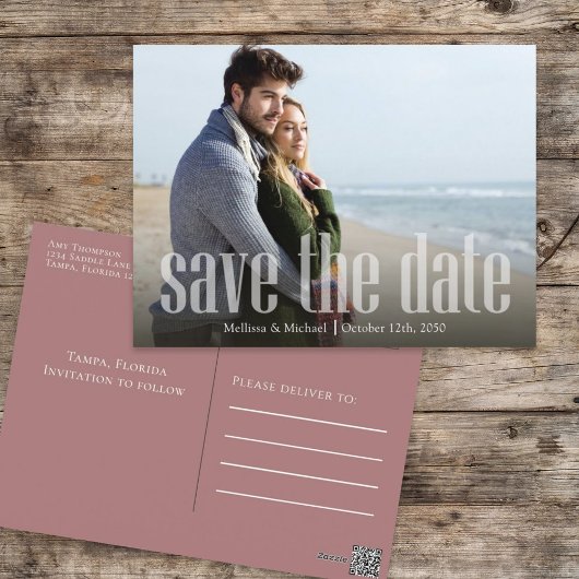 Postale Moderne Enregistrer le Carte photo de date rose