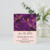 Postale Moderne Violet et Or Abstrait en Marbre pour Carte (Debout devant)